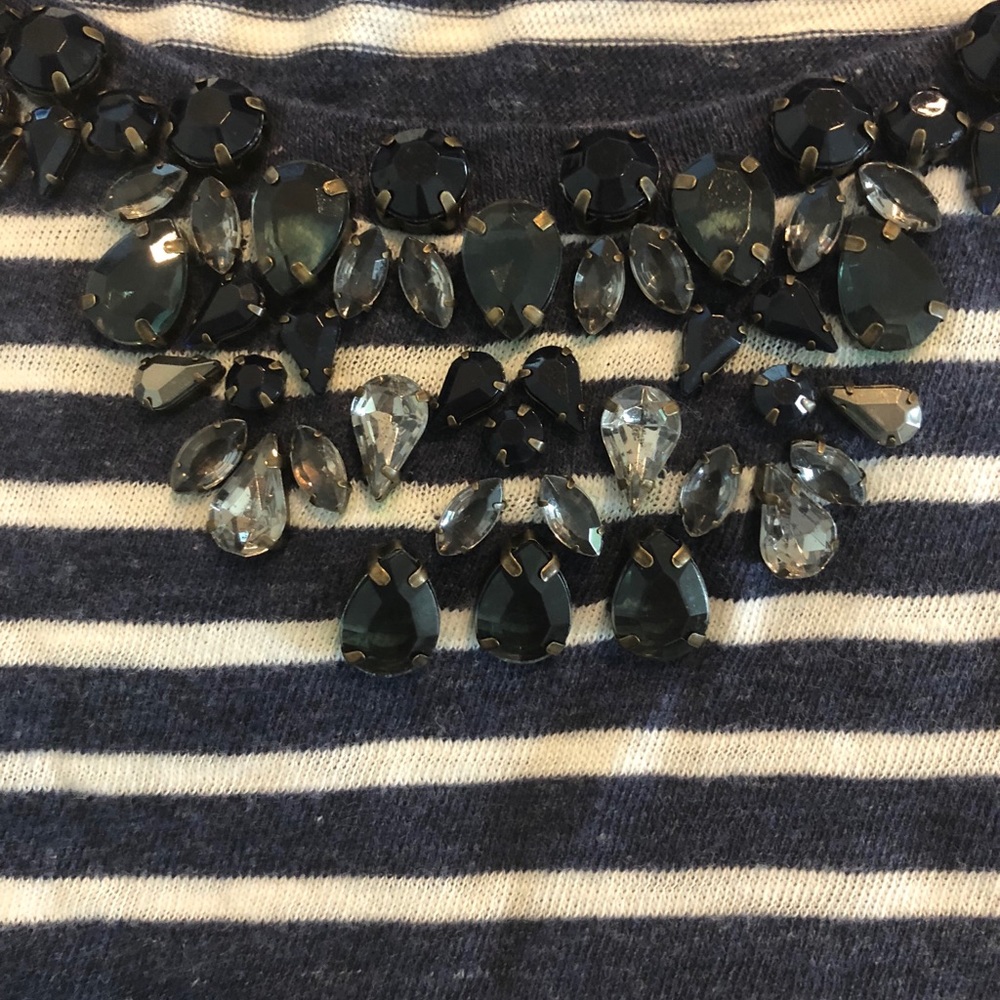 J.CREW Jeweled Striped T-Shirt - Picture 4 of 7